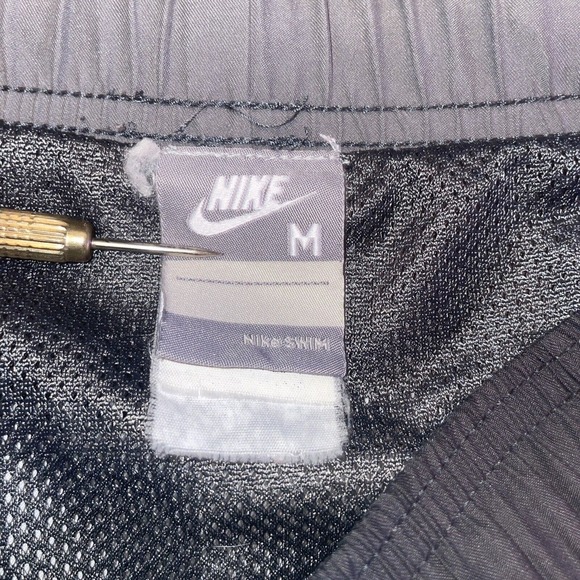 Nike Y2K Vintage‎ Orange Gray Swim Shorts Men's Size Medium Trunks Embroidered - Picture 2 of 6